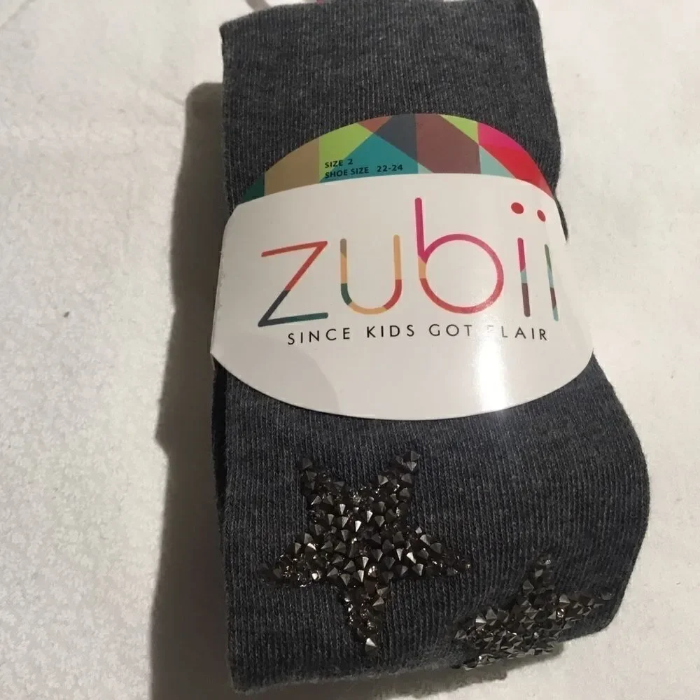 SALE. BUY 3/$10. NWT. Girls Tights Sz. 2. Grey w/Stars